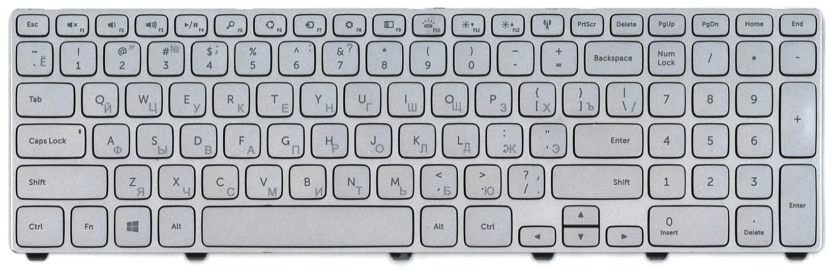 Клавиатура Dell Inspiron 17-7737 серебристая с подсветкой