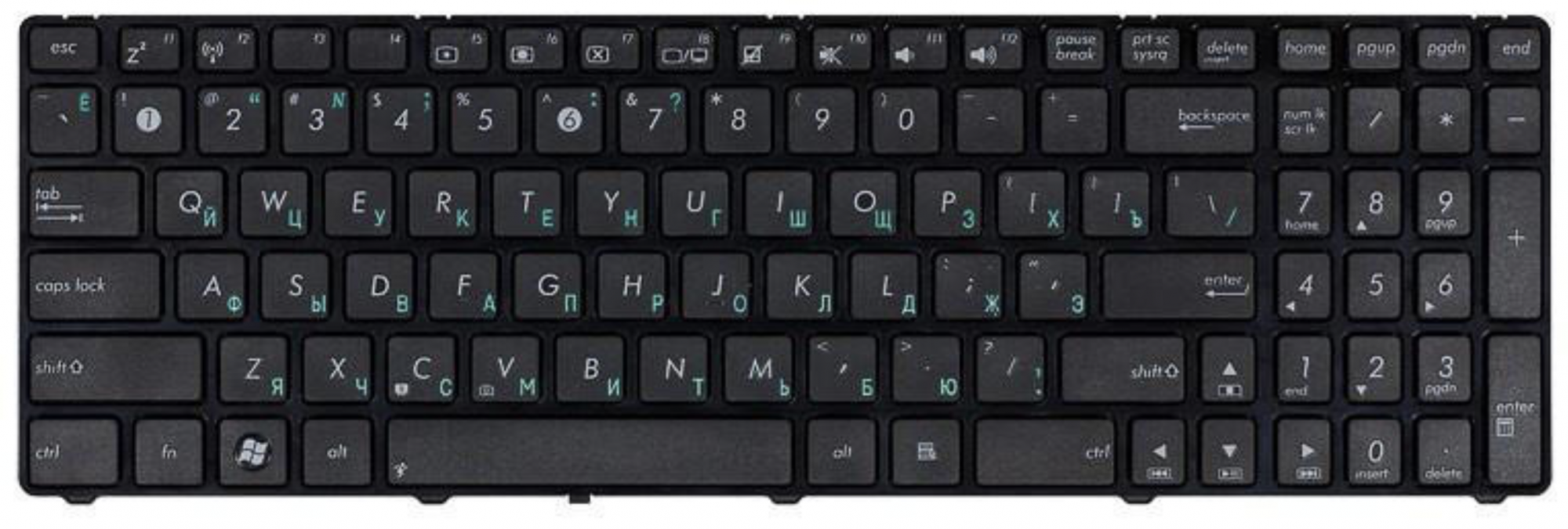 Клавиатура ASUS K50AB глянцевая, с рамкой, OEM