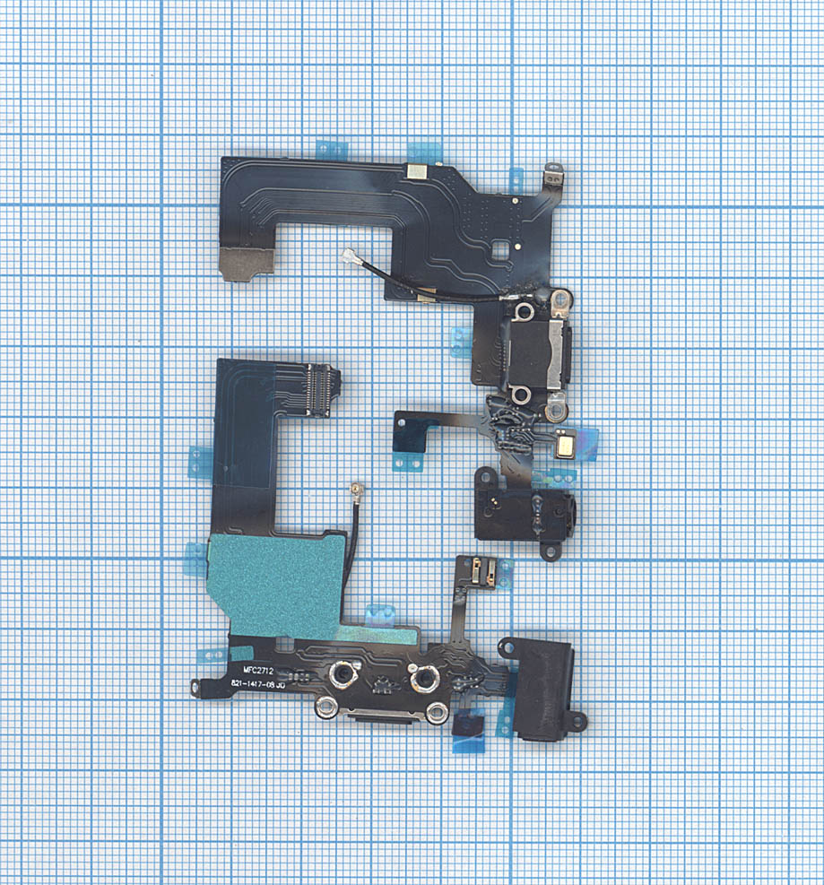 Шлейф разъема питания с аудио-разъемом для iPhone 5 черный