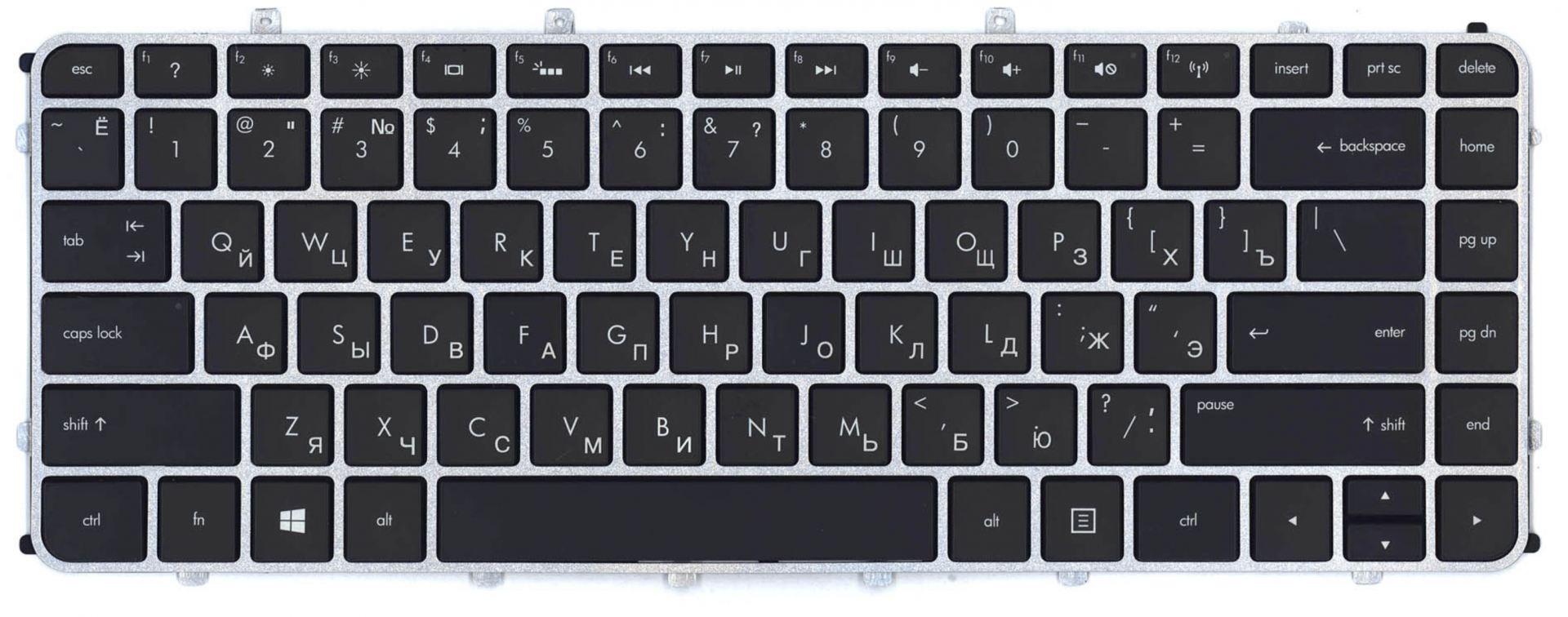 Клавиатура HP Envy Ultrabook (Sleekbook) 6-1031er серебристая рамка, OEM