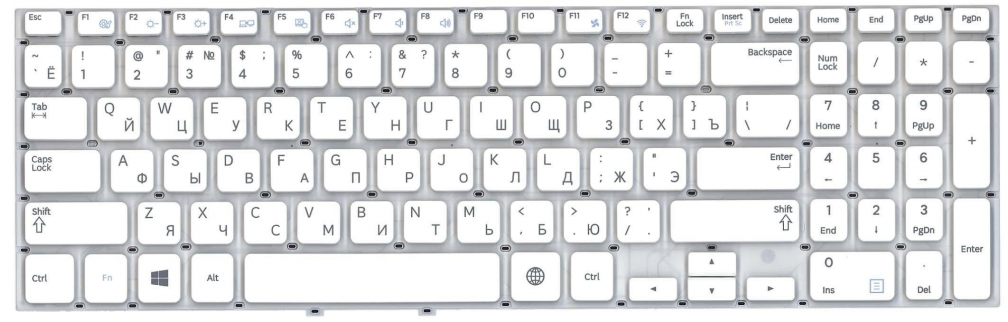 Клавиатура Samsung NP350E5C белая, OEM