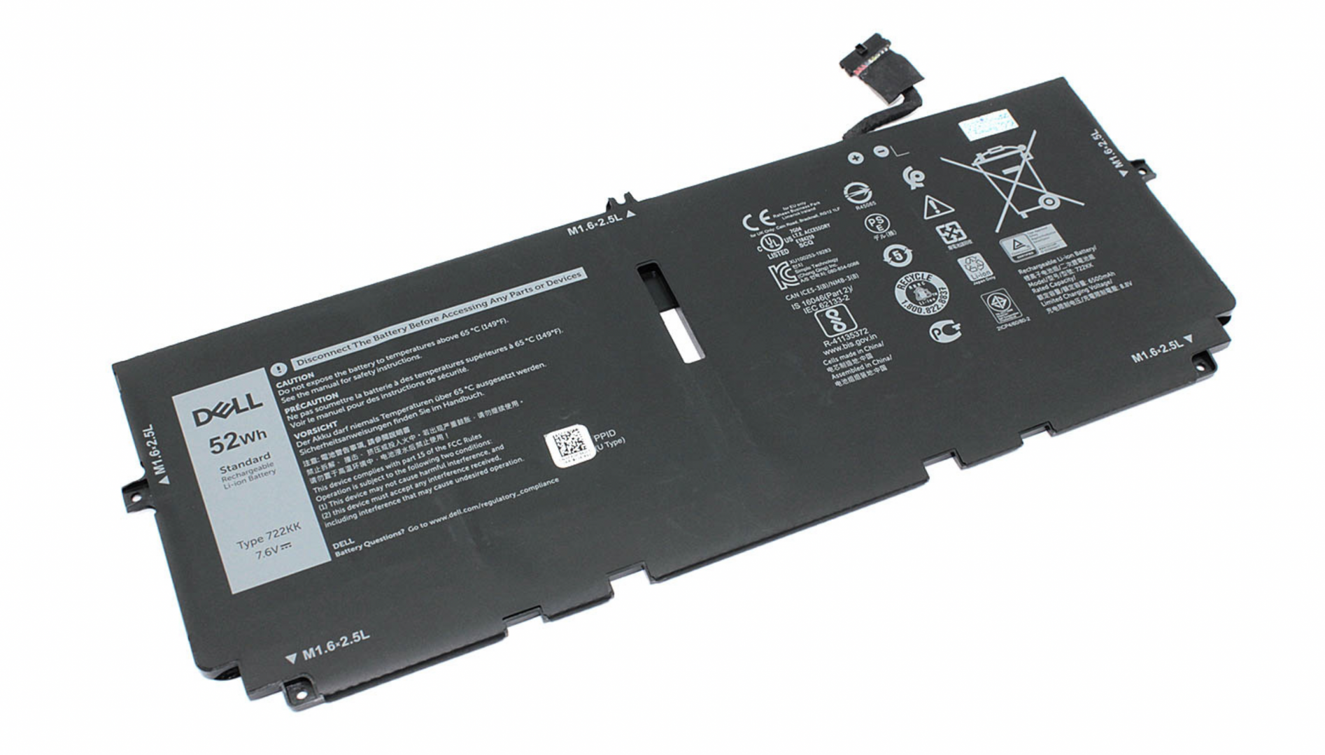 Аккумулятор DELL XPS 13, 9380-7201 7.6V, 6500mAh, Original