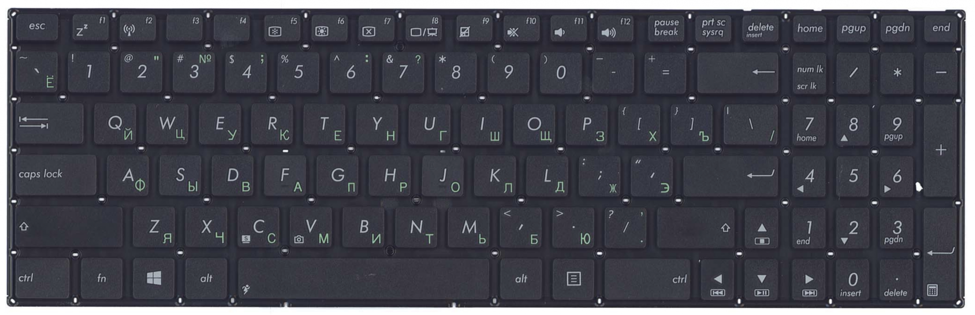 Клавиатура Asus F550 плоский Enter, чёрная OEM