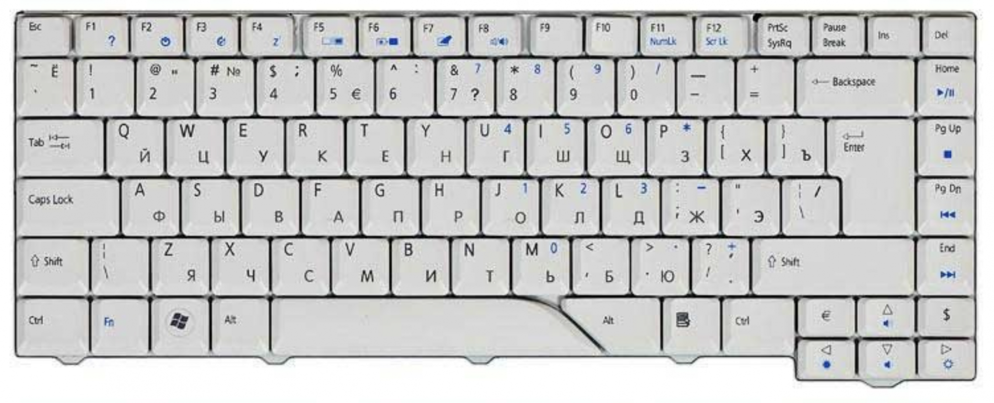 Клавиатура Acer Aspire 4230 белая, OEM