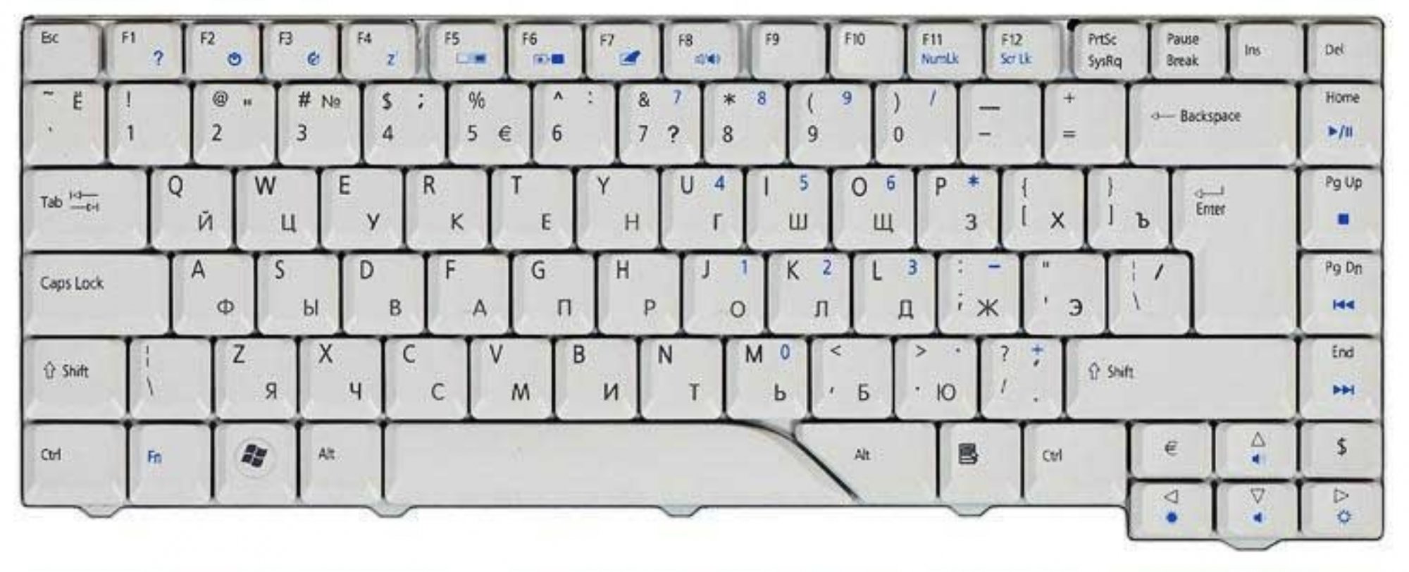 Клавиатура Acer Aspire 4520 белая, OEM