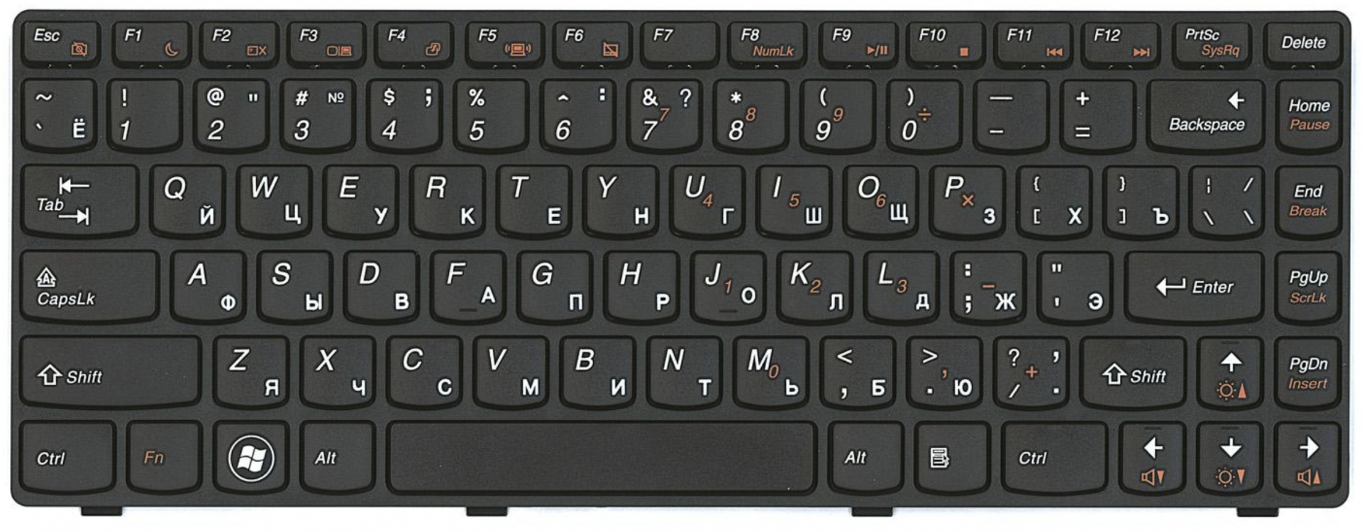 Клавиатура Lenovo IdeaPad G405 с черной рамкой, OEM