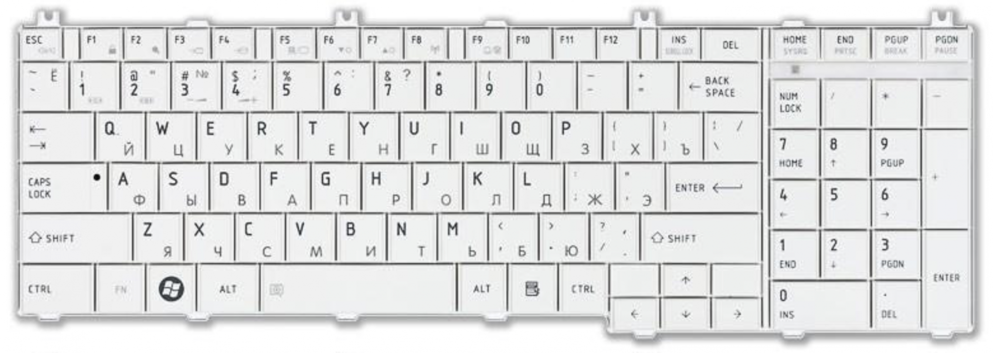 Клавиатура Toshiba Satellite C660D белая, OEM