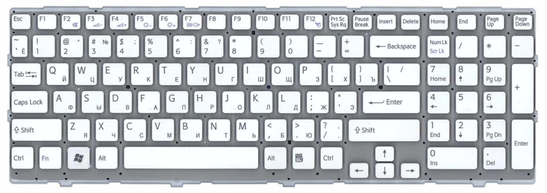 Клавиатура Sony Vaio VPC-EE белая, без рамки, OEM