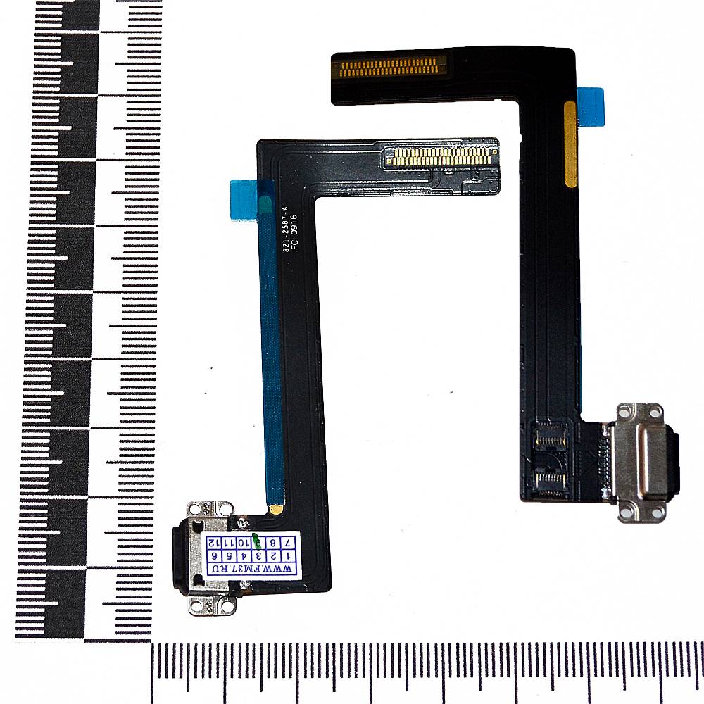 Шлейф iPad Air 2 + разъем зарядки черный