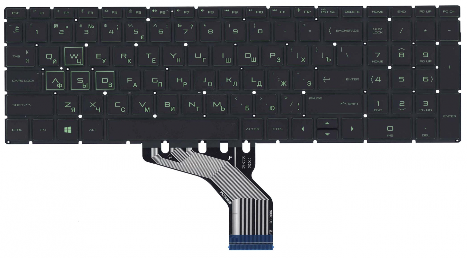 Клавиатура HP Pavilion Gaming 15-cx000 с зеленой подсветкой, OEM