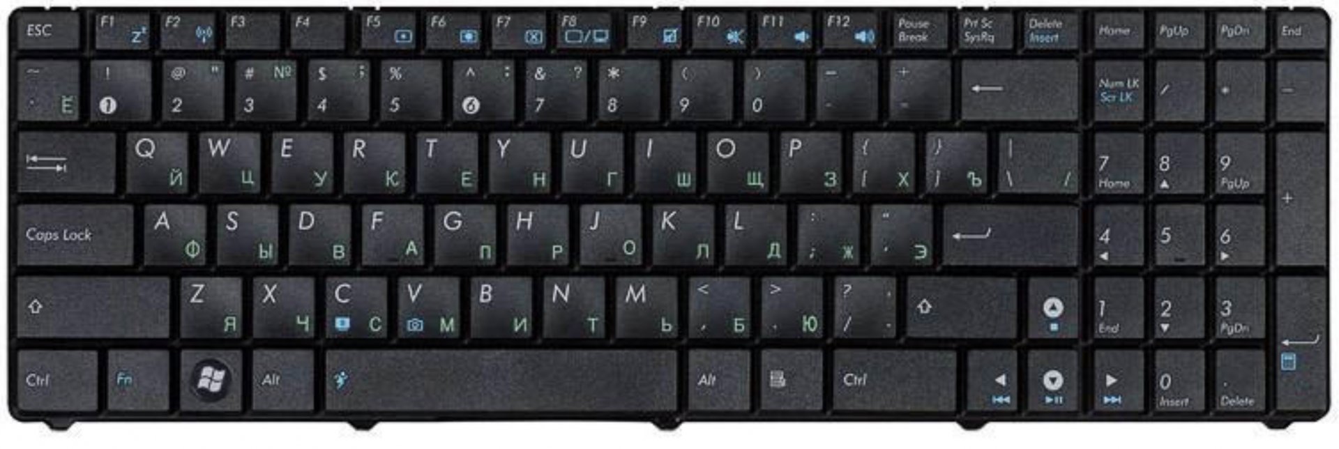 Клавиатура ASUS K50AF чёрная, матовая, OEM