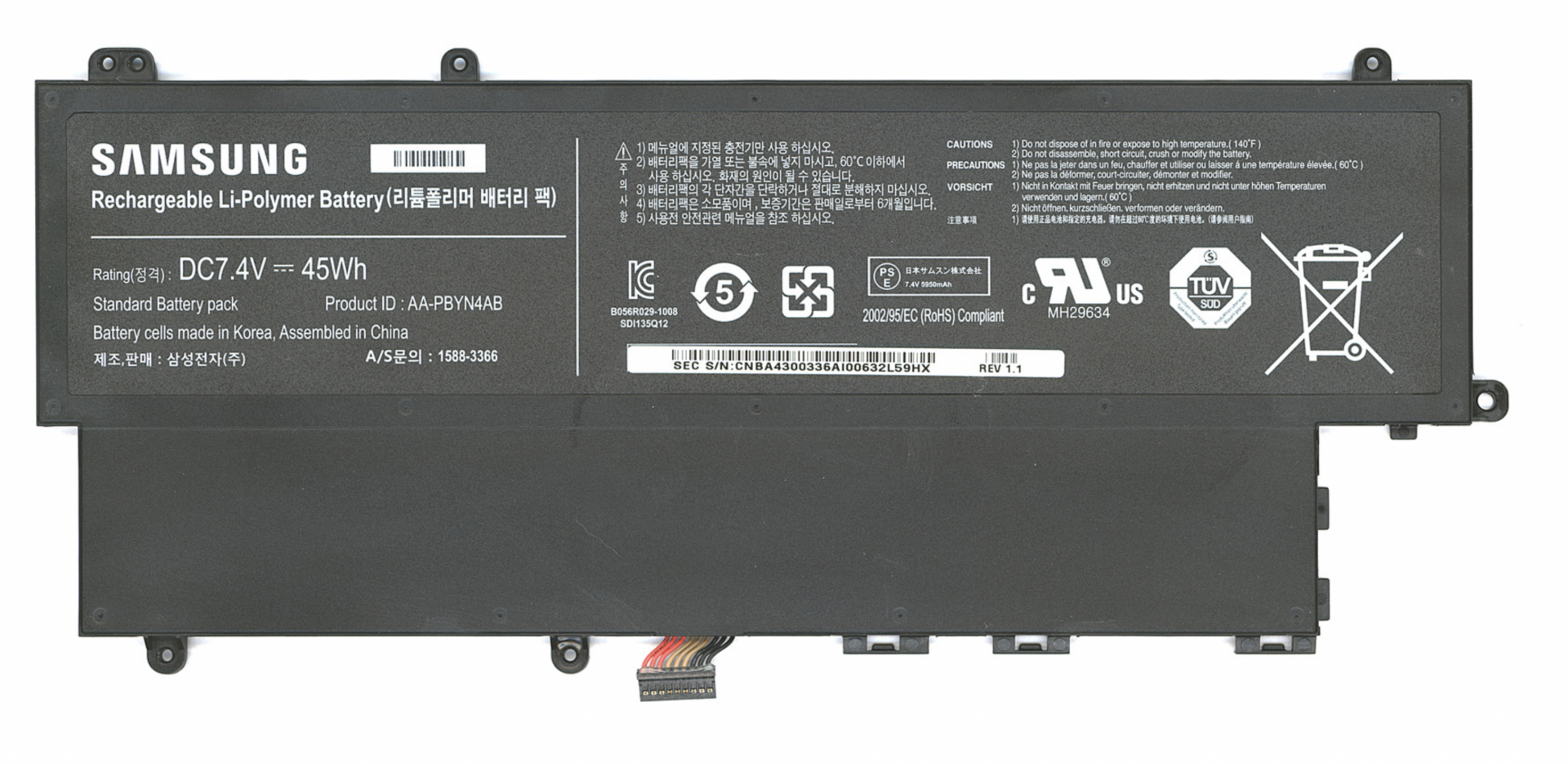 Аккумулятор Samsung NP530U3B 7.4V, 45Wh, Original