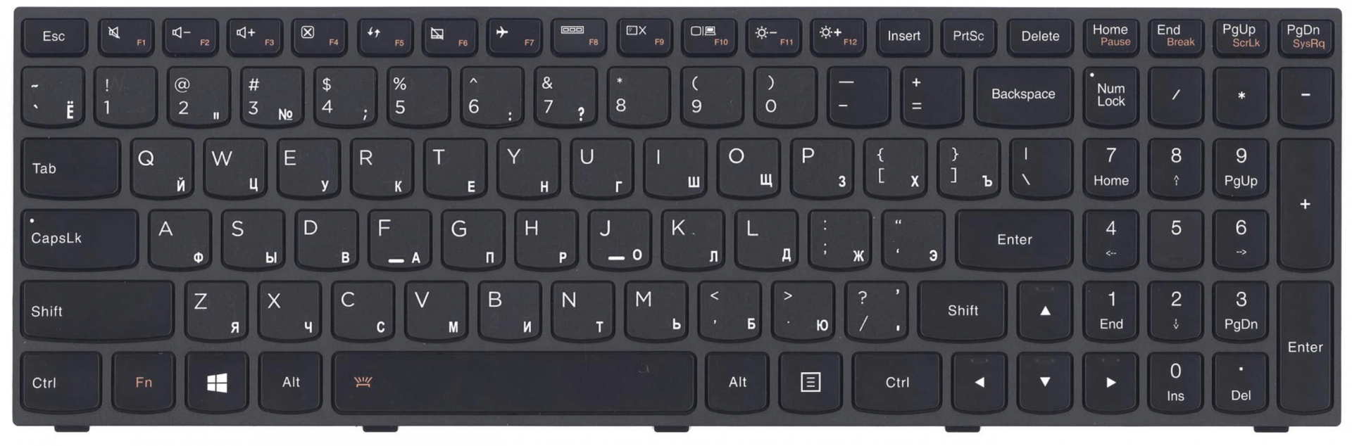 Клавиатура Lenovo IdeaPad Flex B50-70 с подсветкой, OEM