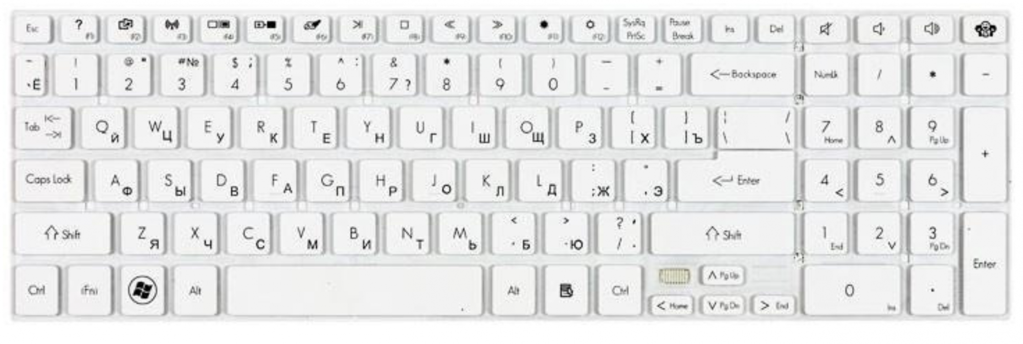 Клавиатура Gateway NV75S белая, OEM