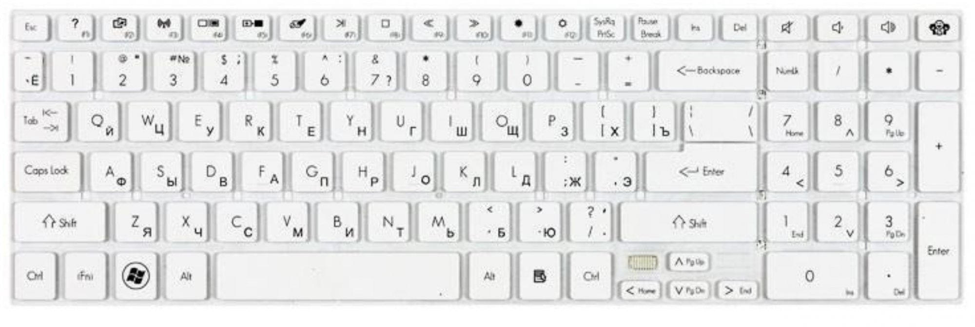 Клавиатура Gateway NV75S белая, OEM