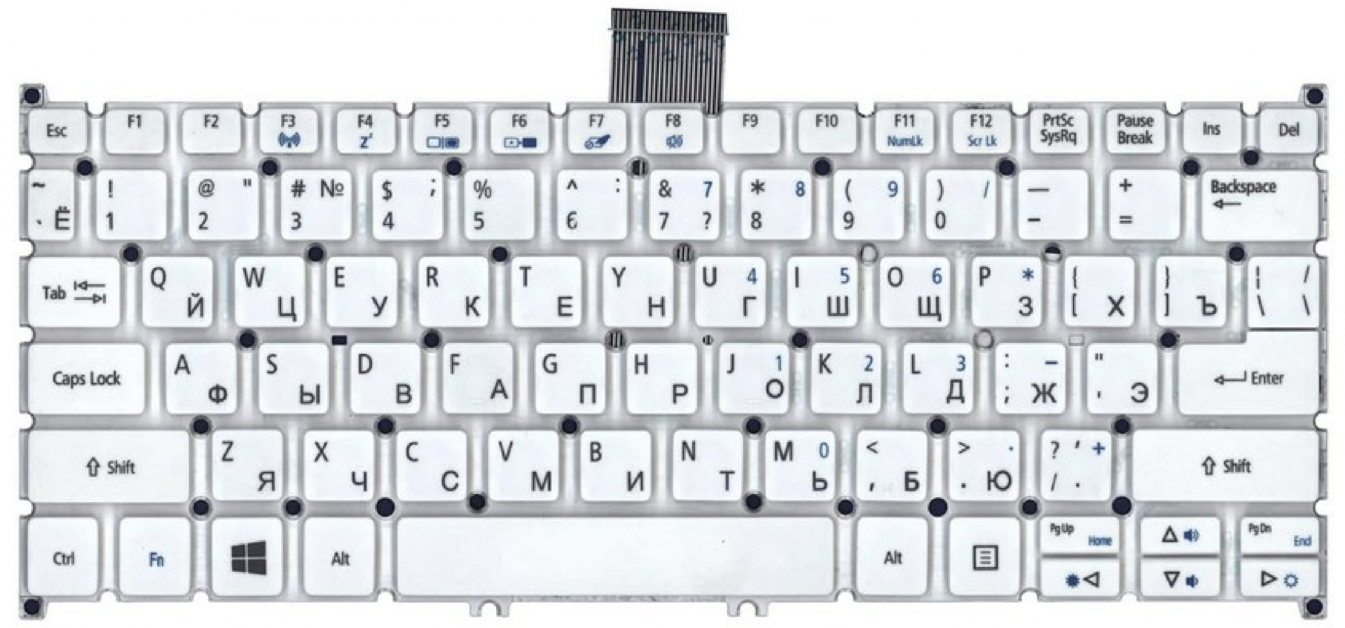 Клавиатура Acer Aspire R11 R3-131T белая, OEM