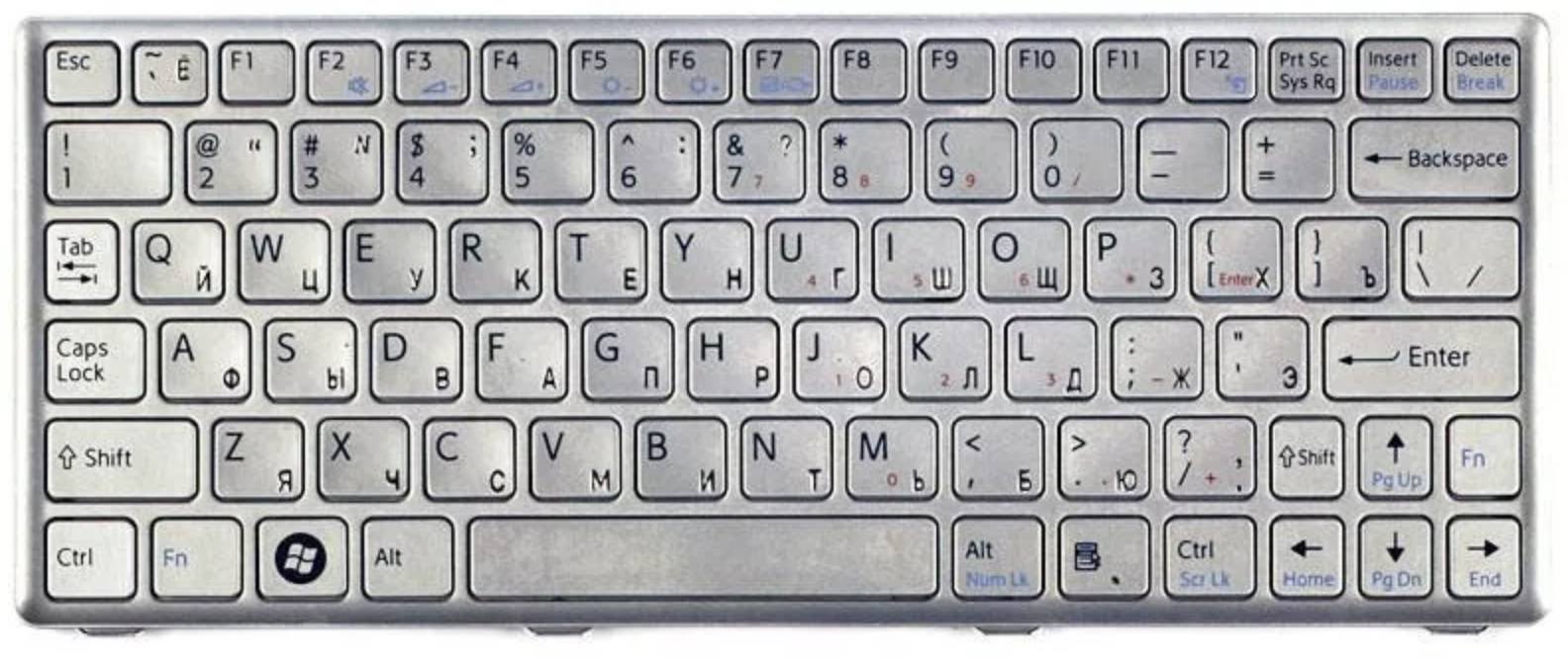 Клавиатура Sony Vaio PCG-4V1V серебристая, OEM