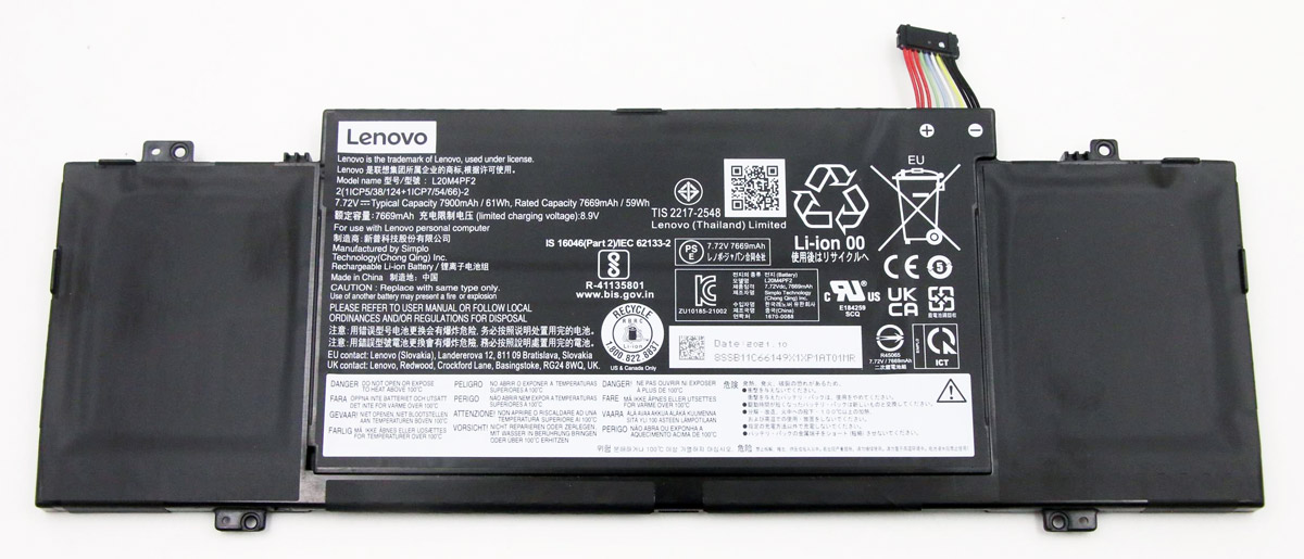 Аккумуляторная батарея для ноутбука Lenovo Yoga Slim Carbon-14ACN06 (L20M4PF2) 7.72V 61Wh