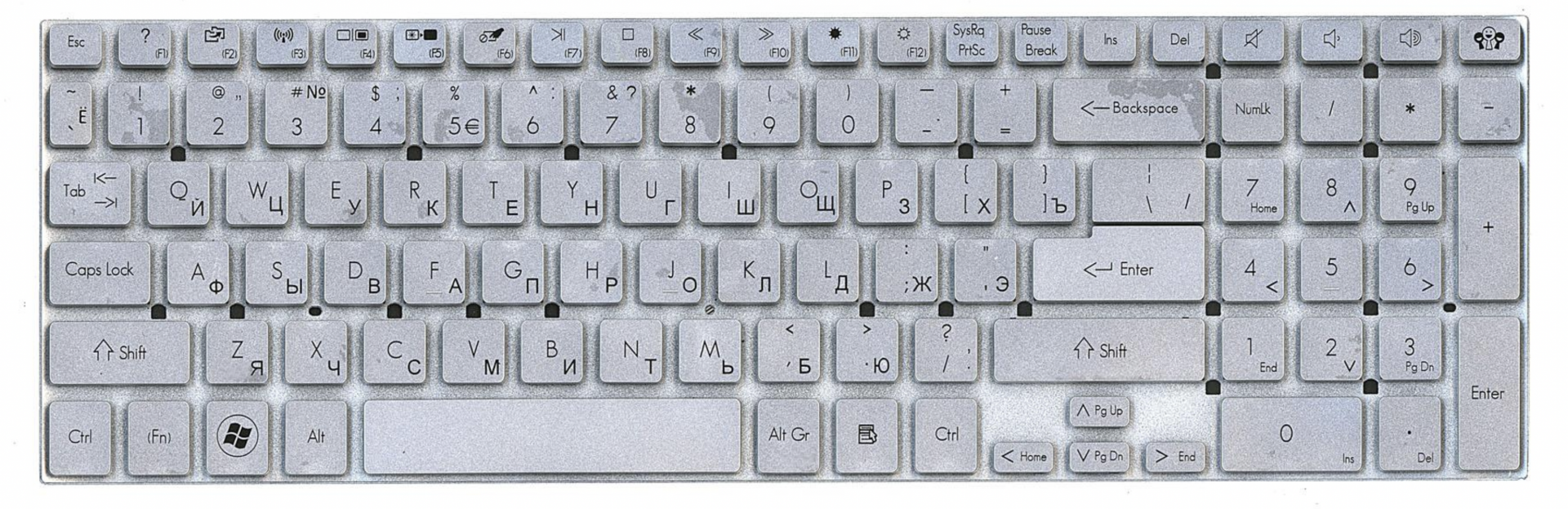 Клавиатура Packard Bell EasyNote LS13 серебристая, OEM