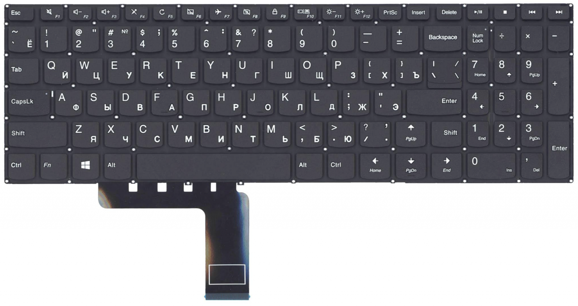 Клавиатура Lenovo IdeaPad V110-15IAP чёрная, без подсветки, OEM