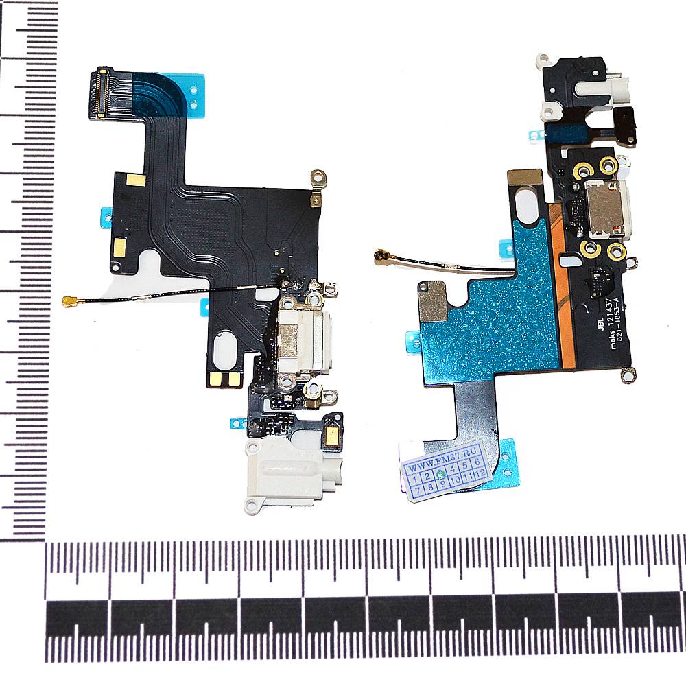 Шлейф iPhone 6 + разъем зарядки + разъем гарнитуры + микрофон белый