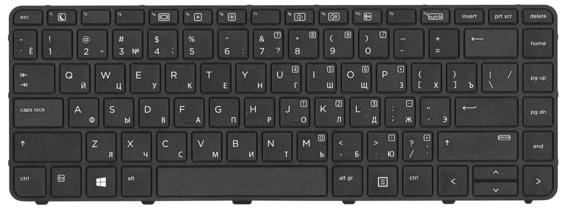 Клавиатура HP ProBook 640 G4 c черной рамкой, OEM