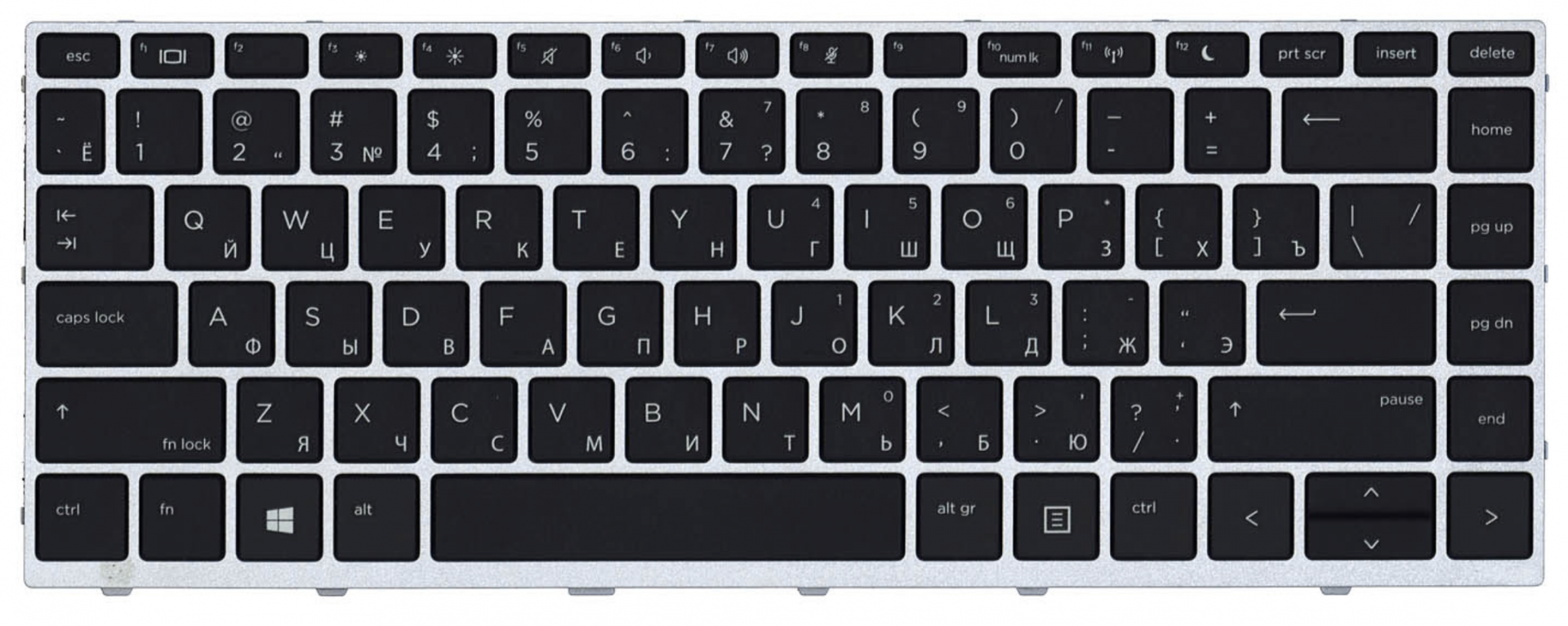 Клавиатура HP ProBook 640 G4 с серой рамкой, OEM