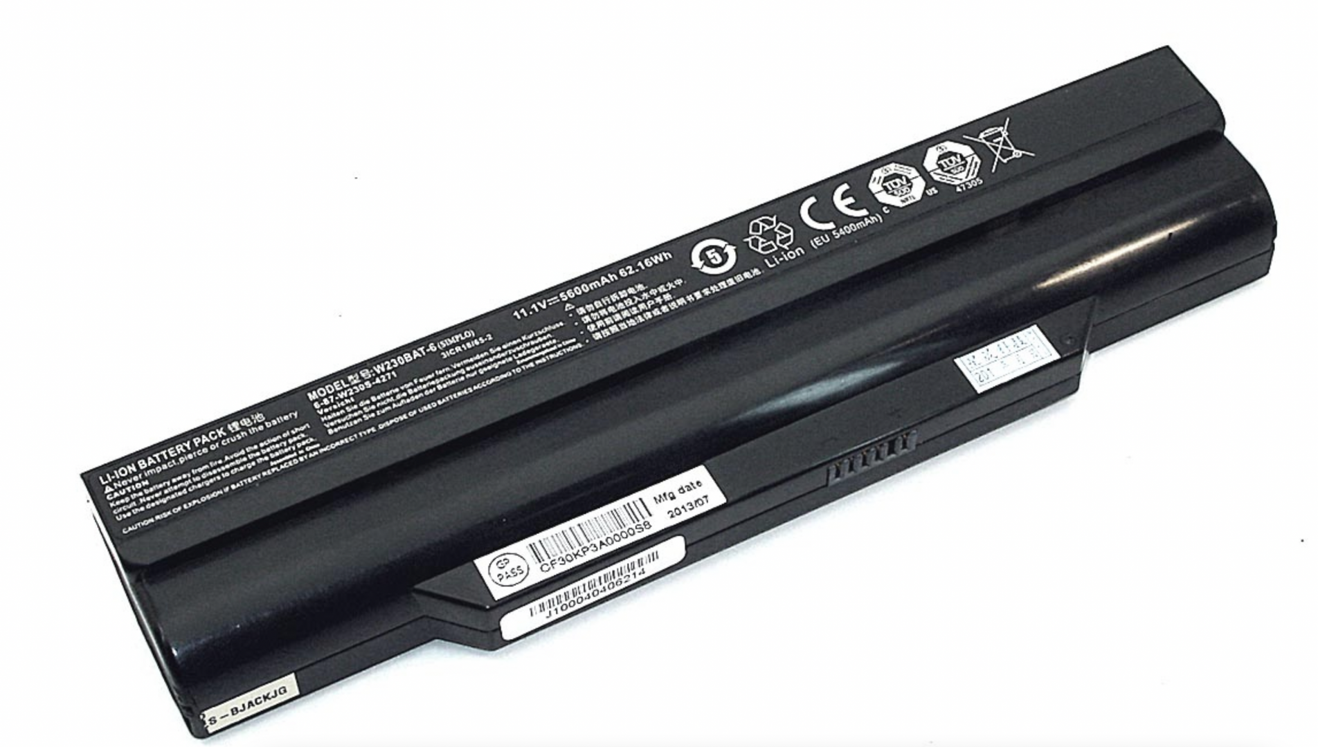 Аккумулятор Clevo 6-87-W230S-427 11.1V, 5600mAh, Original