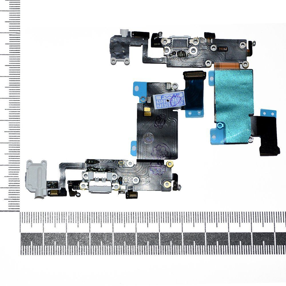 Шлейф iPhone 6S Plus + разъем зарядки + разъем гарнитуры + микрофон белый orig Factory