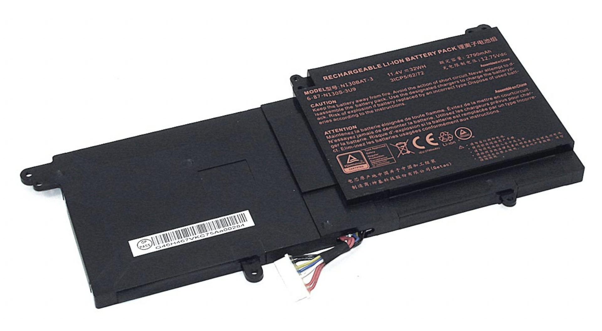 Аккумулятор Clevo N130BU 11.4V, 36Wh, Original