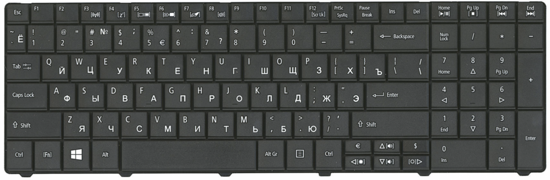 Клавиатура Acer Aspire E1-521 черная OEM