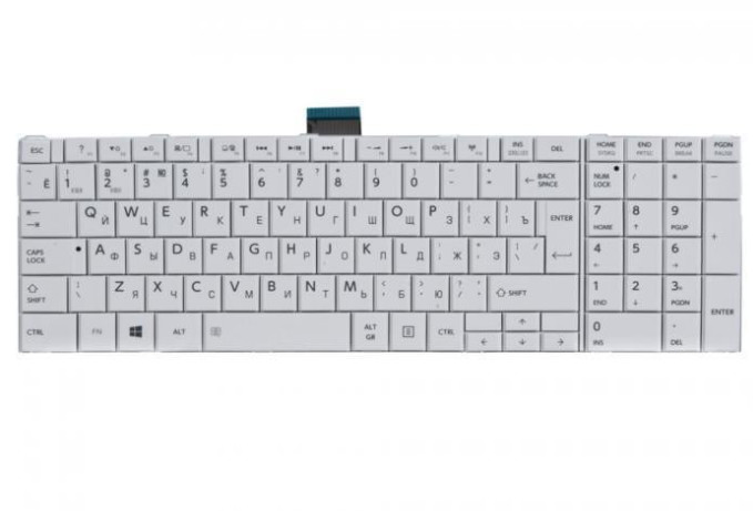 Клавиатура Toshiba Satellite C850 белая, без рамки, OEM