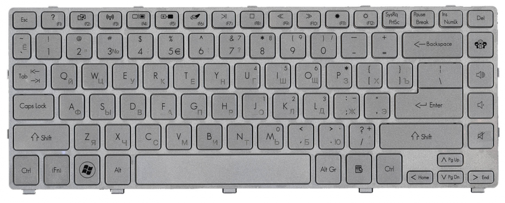 Клавиатура Acer Aspire ES1-411 серебристая, OEM