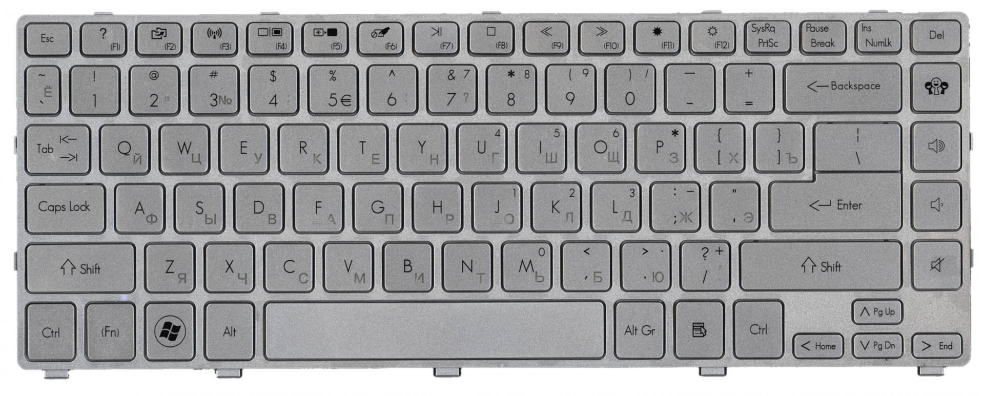 Клавиатура Acer Aspire E5-411 серебристая, OEM