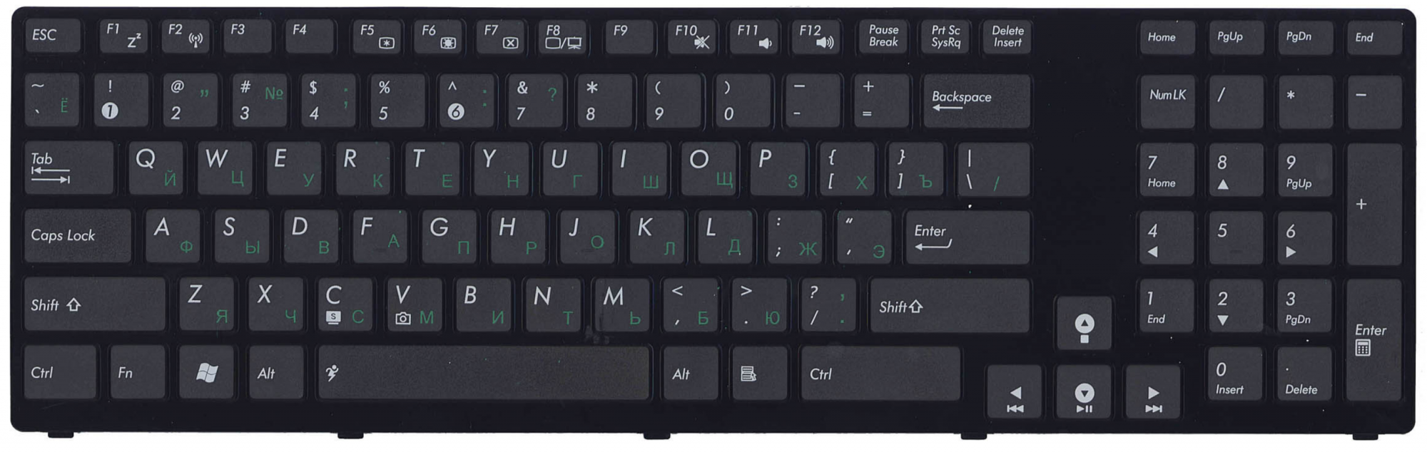 Клавиатура ASUS K93SV с рамкой, OEM