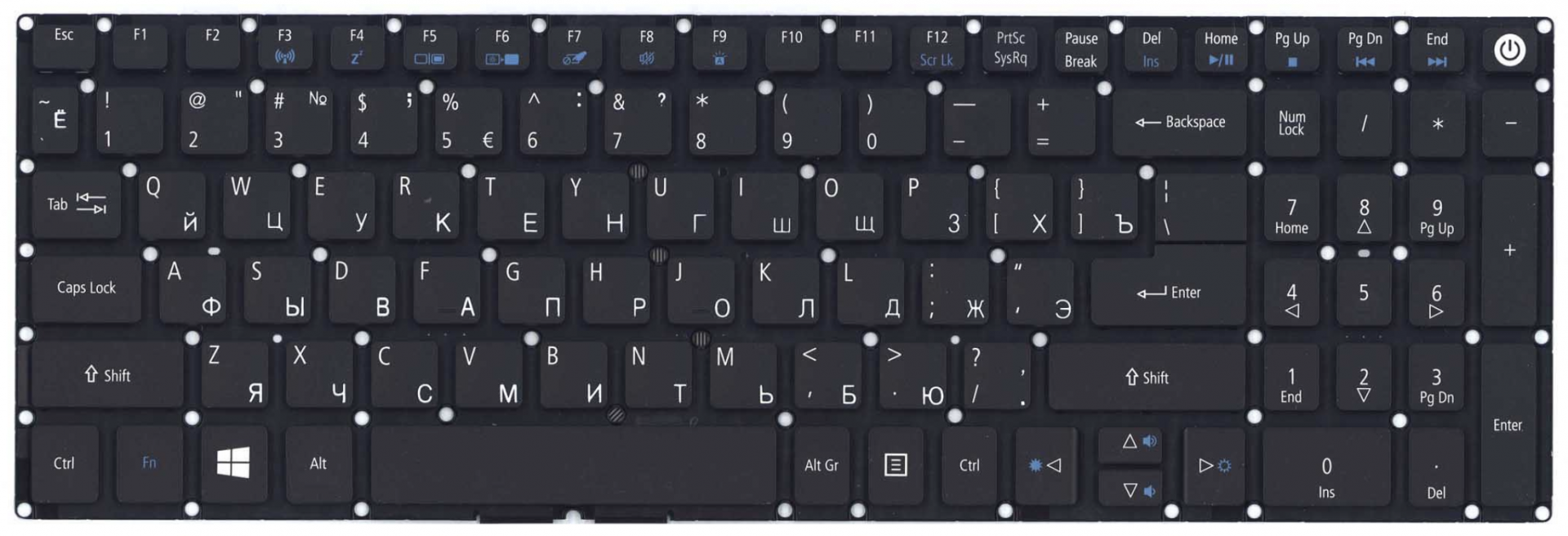 Клавиатура Acer Aspire E5-522 чёрная OEM