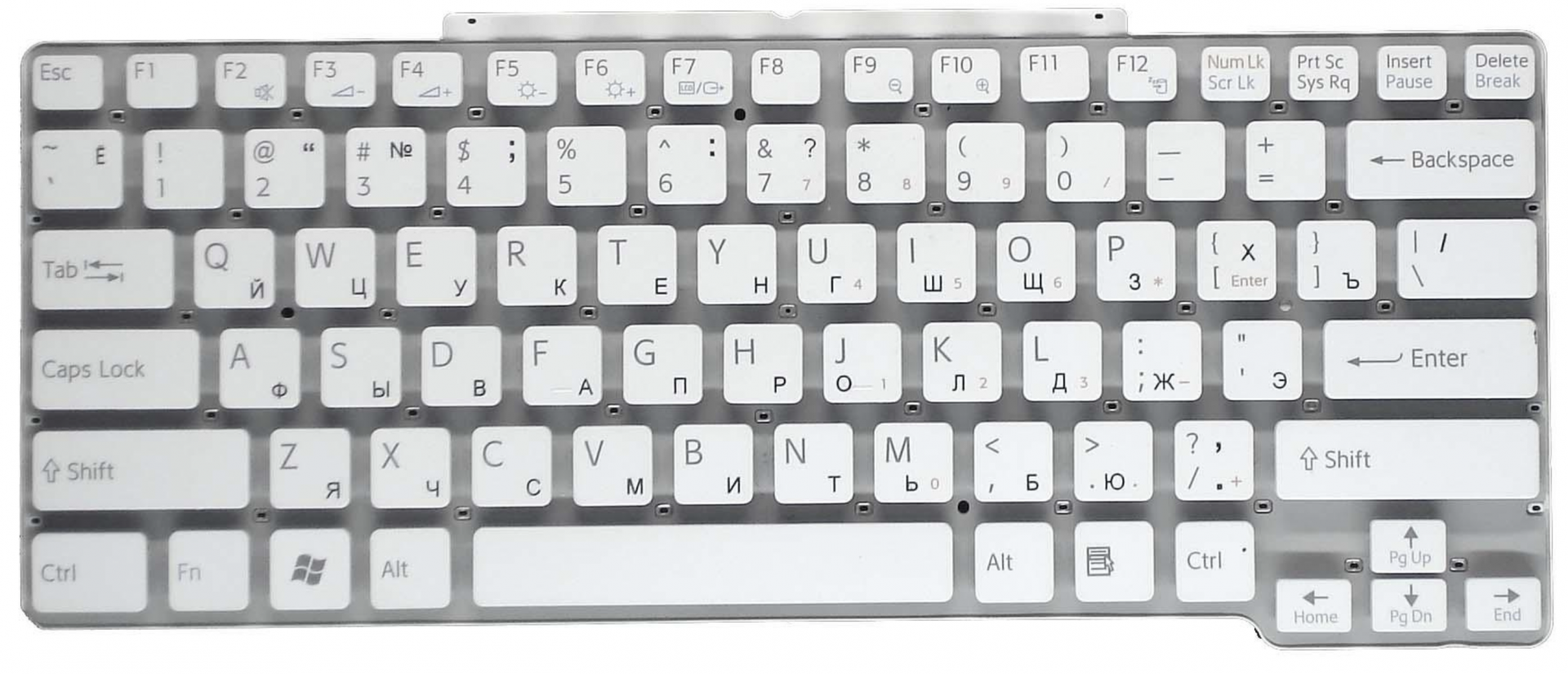 Клавиатура Sony VAIO VGN-SR290NTB белая, без рамки, OEM