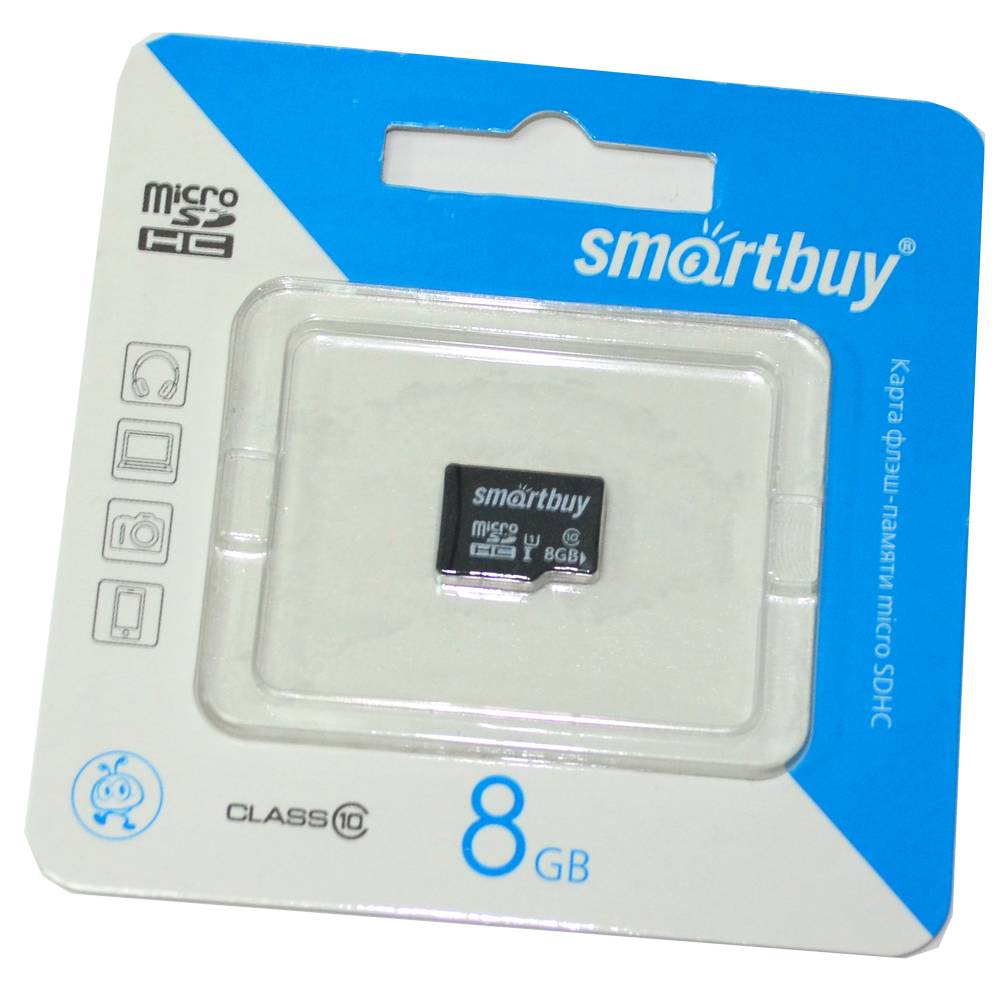 8GB SmartBuy MicroSDHC class 10 без адаптера