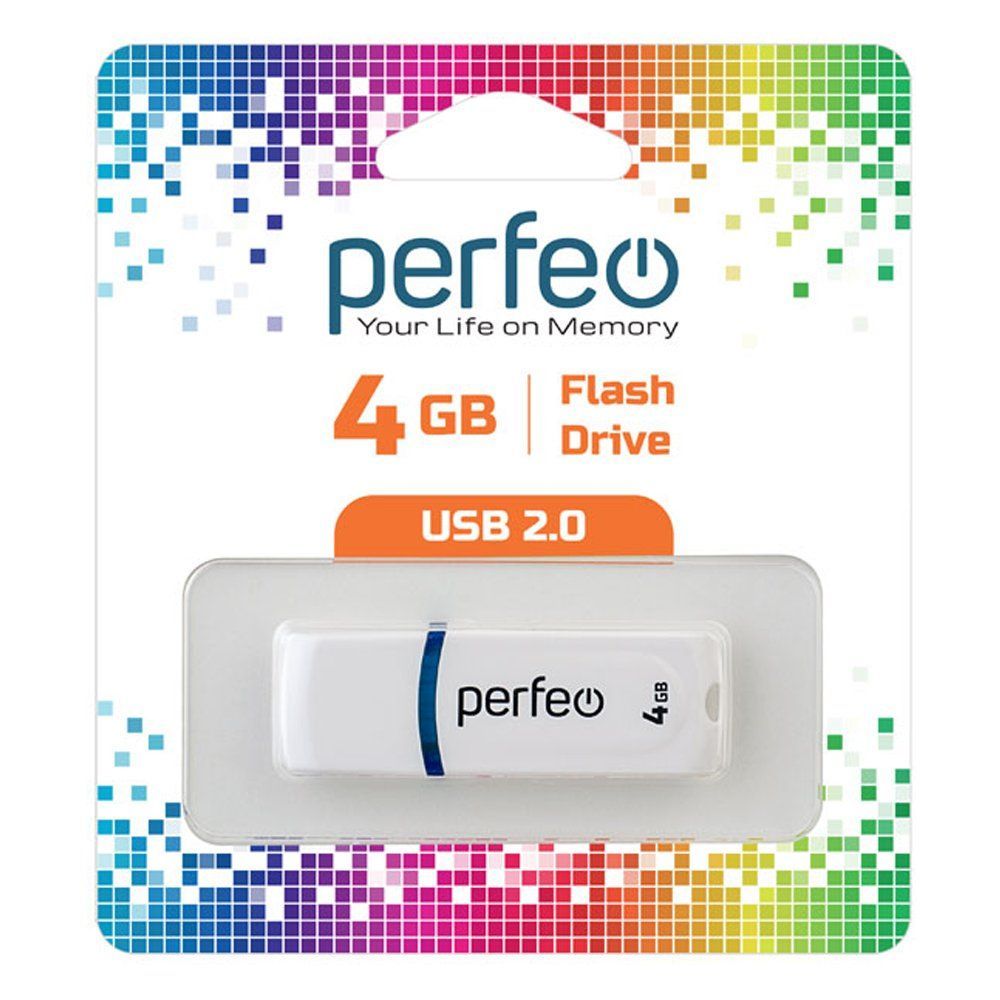 4GB USB 2.0 Flash Drive PERFEO C09 белый (PF-C09W004)