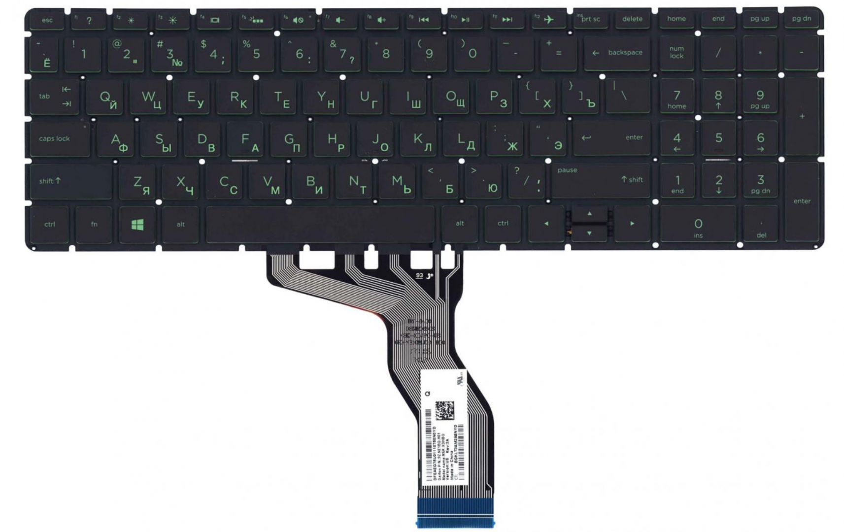 Клавиатура HP Pavilion Power 15-cb с зеленой подсветкой, OEM