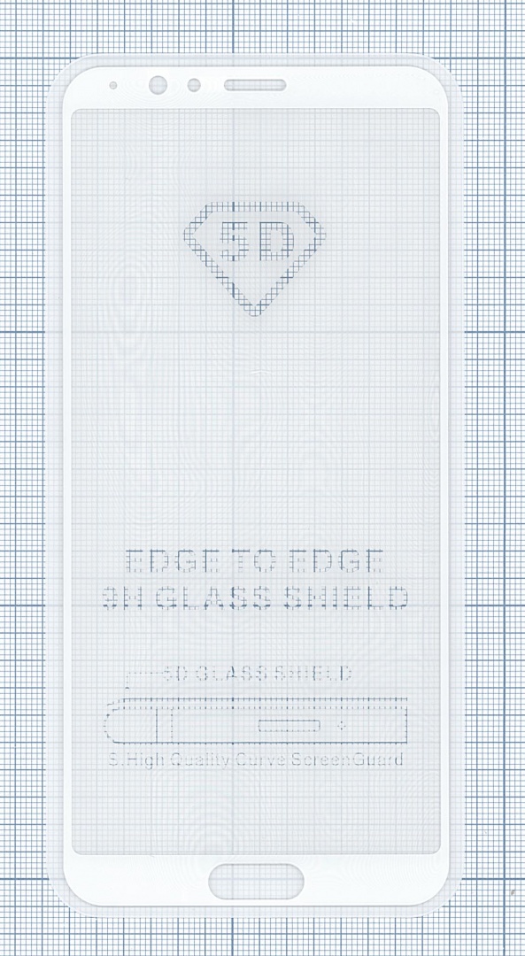 Защитное стекло "Полное покрытие" для Huawei Honor V10 белое