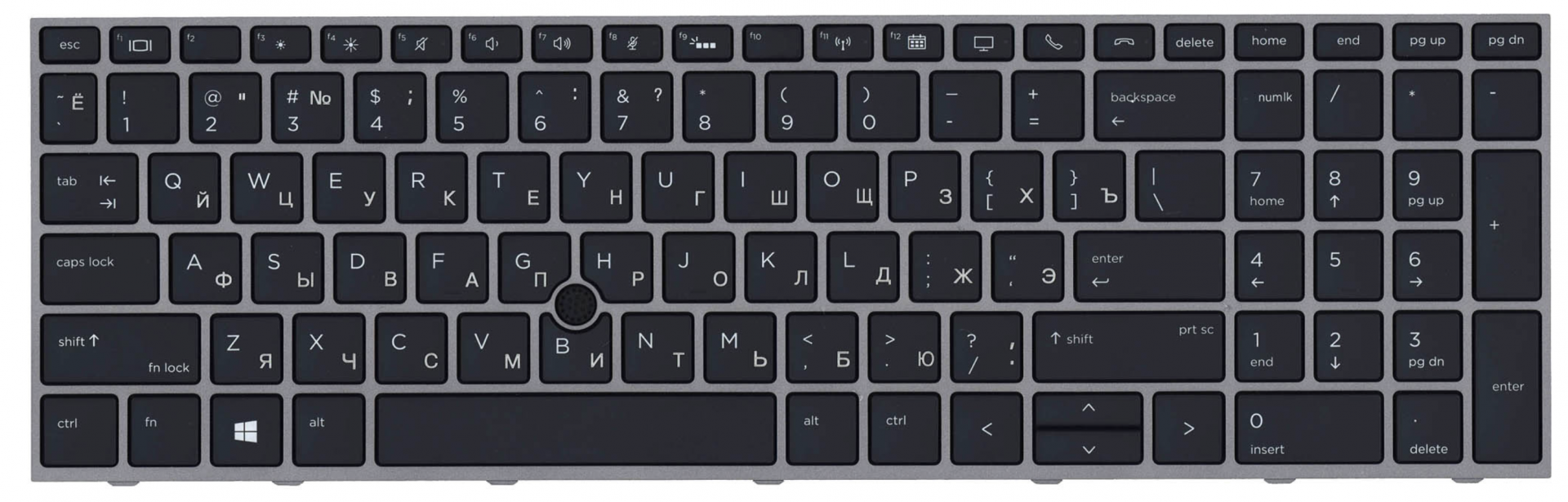 Клавиатура HP Probook 450 G5 с серебристой рамкой и TrackPoint, с подсветкой OEM