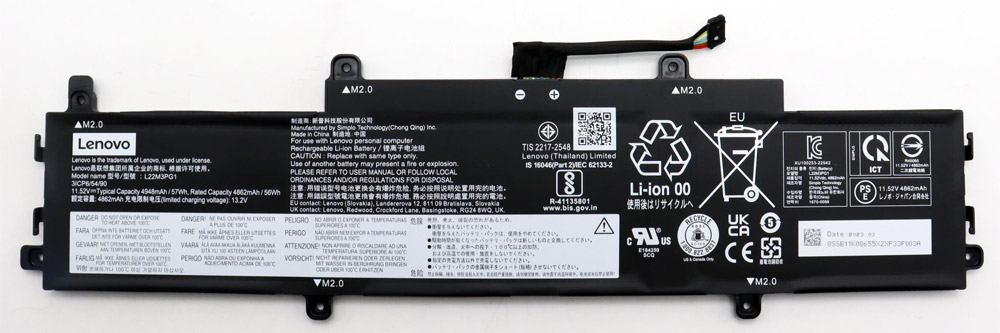 Аккумуляторная батарея для ноутбука Lenovo Slim 3 Chrome 14IAN8 (L22M3PG1) 11.52V 57Wh