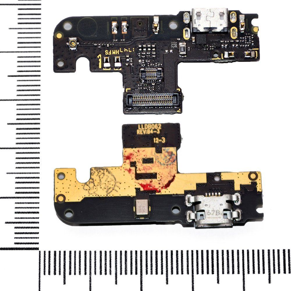 Шлейф (плата) Xiaomi Redmi Note 5A/Redmi Note 5A Prime + системный разъем + микрофон orig Factory