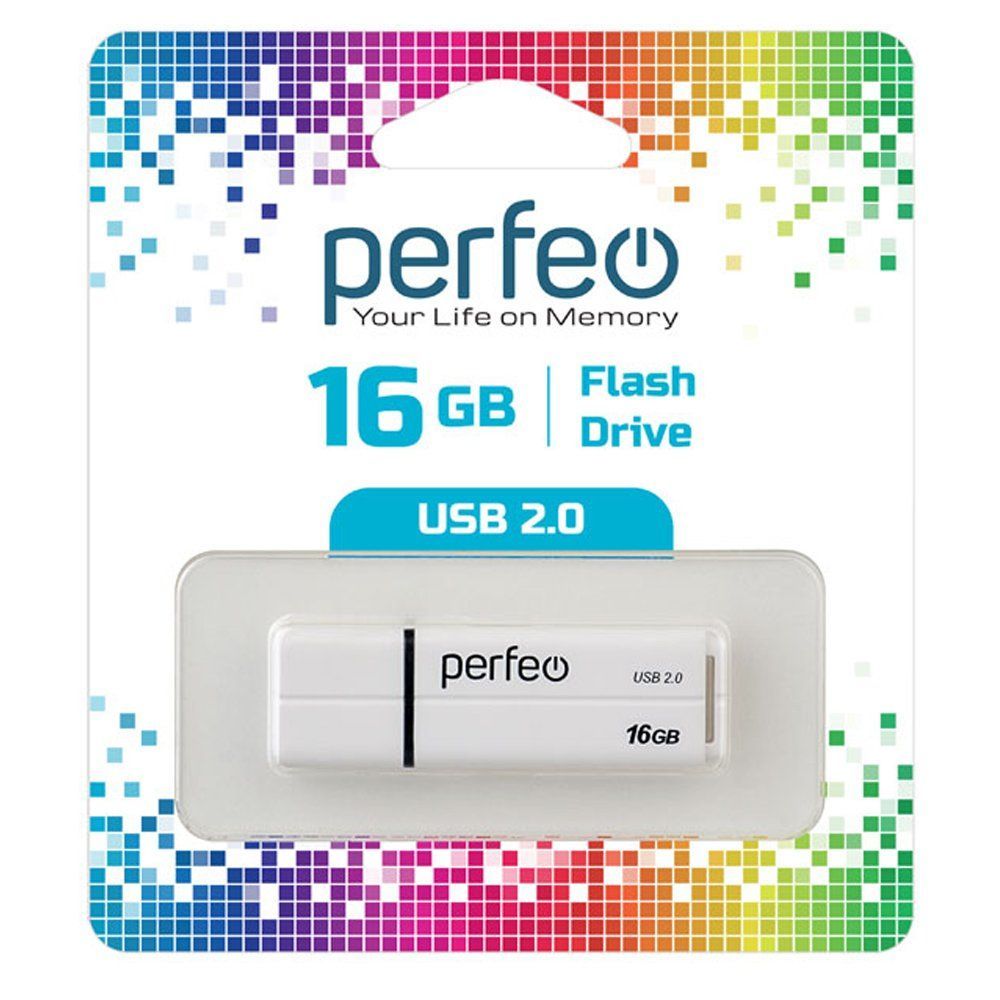 16GB USB 2.0 Flash Drive PERFEO C01G2 белый (PF-C01G2W016)