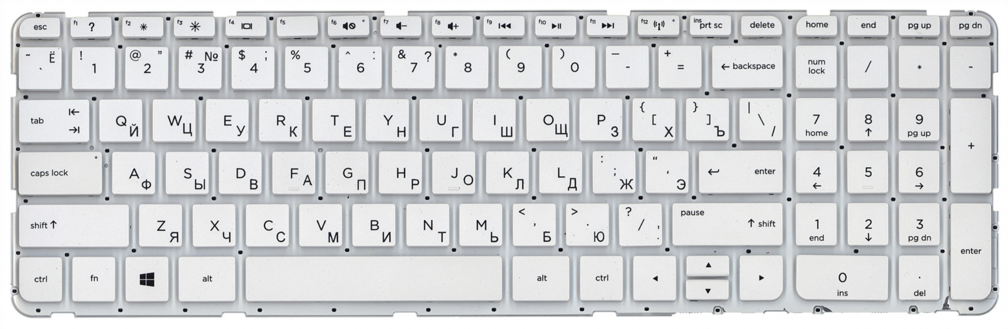 Клавиатура HP Pavilion 17-e белая, без рамки, OEM