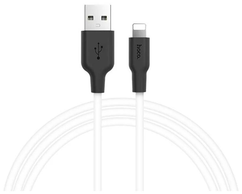 Кабель USB HOCO X21 Plus Silicone, USB - Lightning, 2.4А, 2м, белый