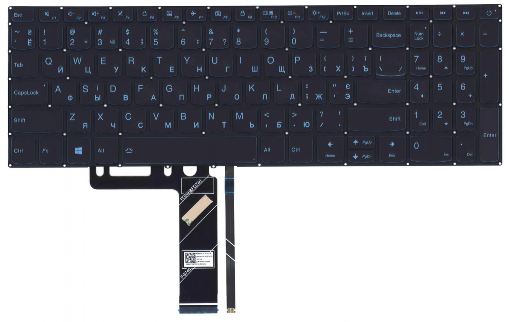 Клавиатура Lenovo IdeaPad L340-15 с голубой подсветкой, OEM