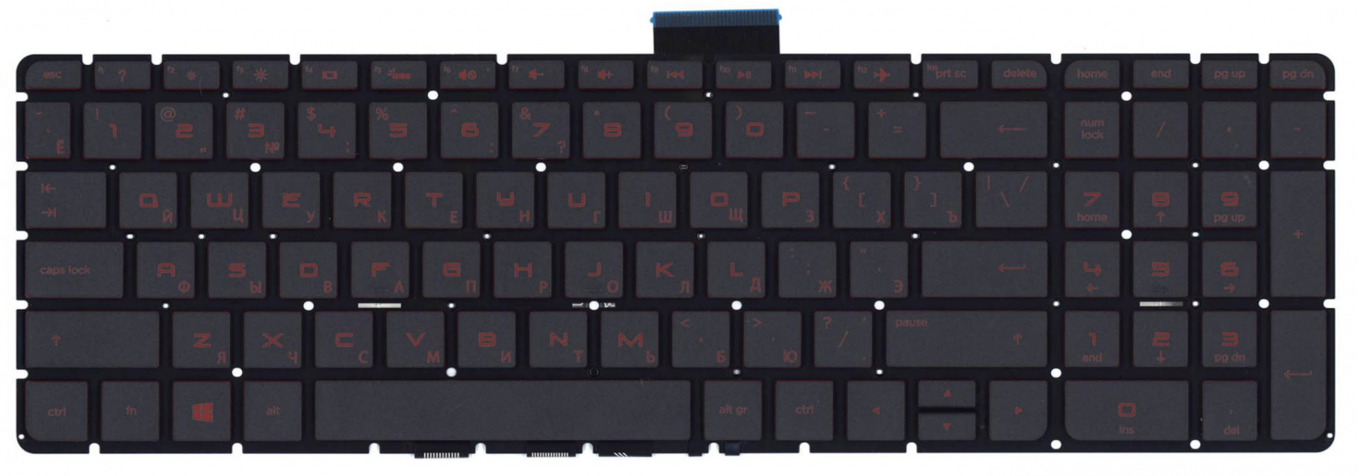 Клавиатура HP Pavilion 15-bc с красной подсветкой, OEM