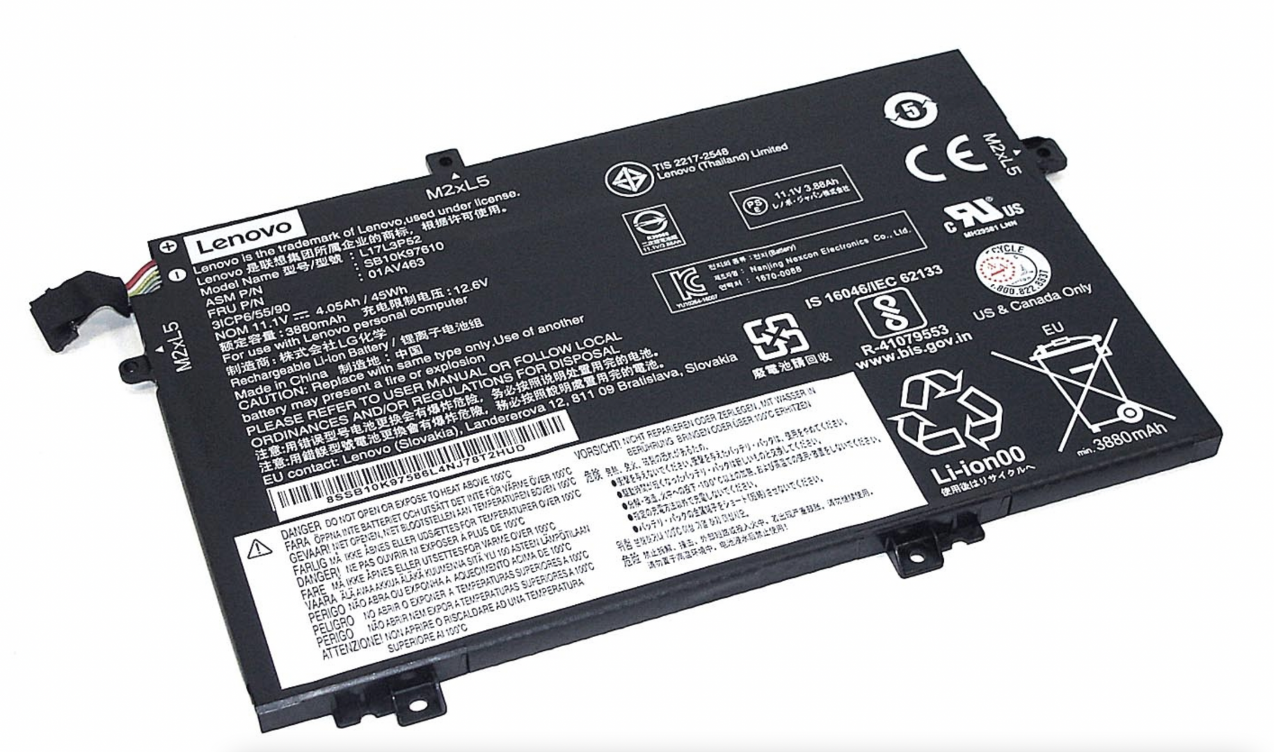 Аккумулятор Lenovo ThinkPad L480-20LS001AGE 11.1V, 4080mAh, Original